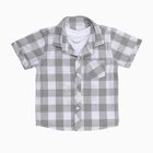 Infants Light Grey Cotton Half Sleeve Classic Casual Shirt, Light Grey, small image number null