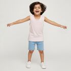 Girls Soft Pink Cotton Round Neck Sleeveless Vest, Peach, small image number null