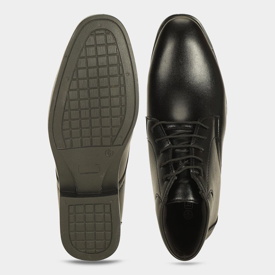Men's Black Lace-Up Derby Formal Shoes, काला, large
