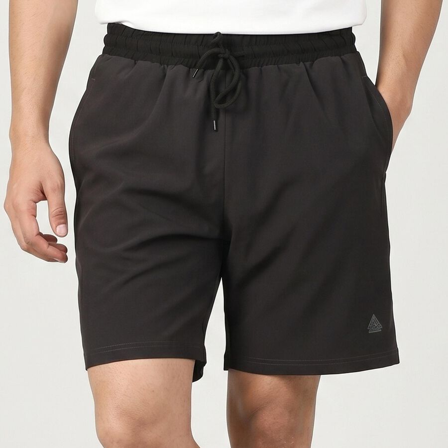 Men's Charcoal Regular Fit Athletic Bermuda Shorts, गहरा ग्रे, large