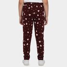 Girls Wine Straight Fit Heart Printed Pyjama, वाइन, small