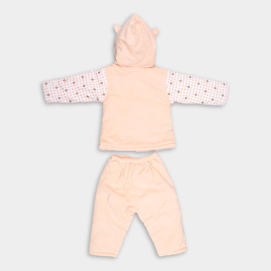 Infants Soft Peach Hooded Casual Hipster Set, Peach, large image number null