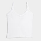 Girls Cotton Solid Vest, White, small image number null