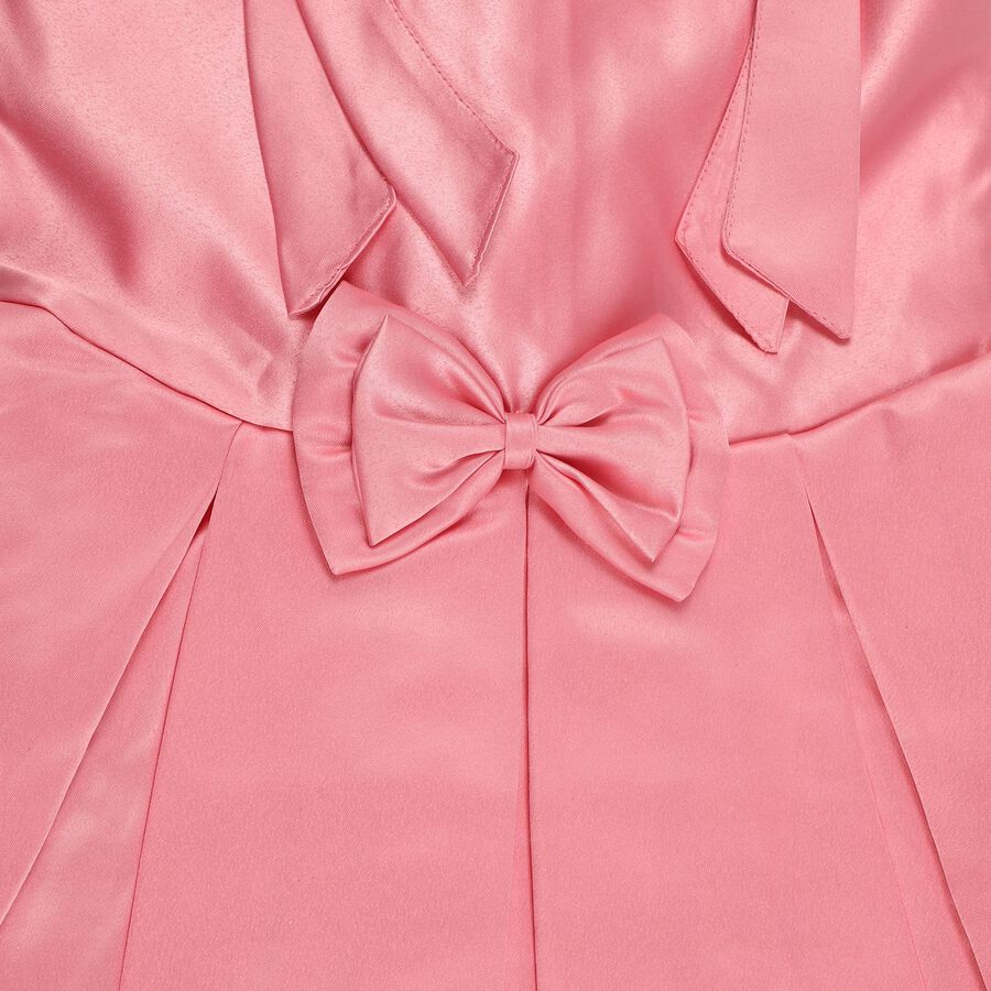 Girls' Soft Pink Bow Embellished Sleeveless Party Frock, Pink, large image number null