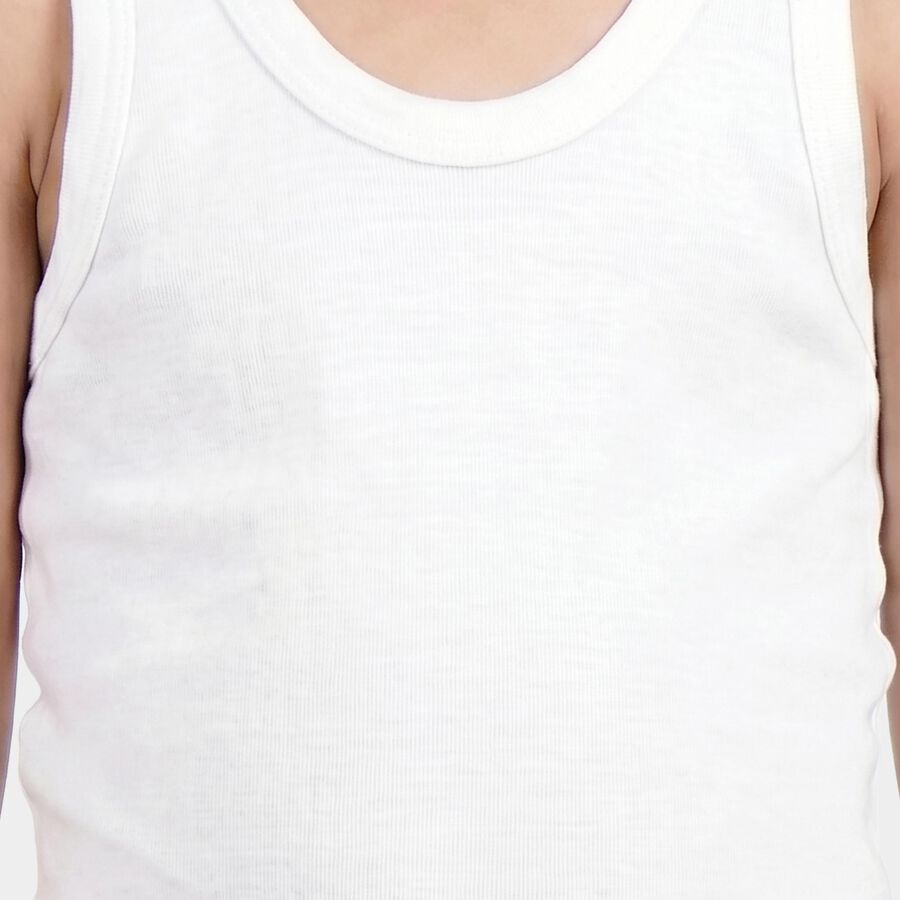 Boys White Cotton Round Neck Waistcoat Vest, सफ़ेद, large