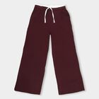 Girls' Deep Burgundy Relaxed Fit Wide-Leg Trousers, वाइन, small image number null