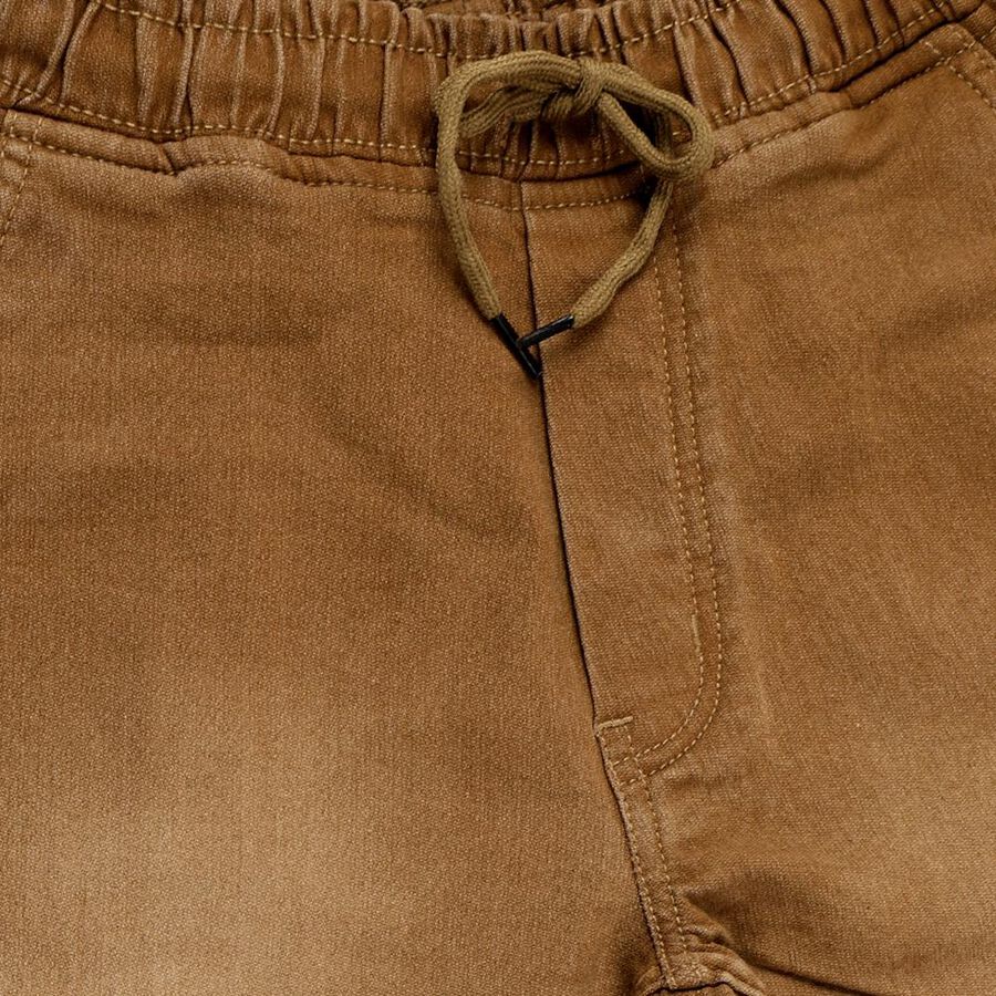 Boys Camel Brown Slim Fit Drawstring Jeans, Beige, large image number null