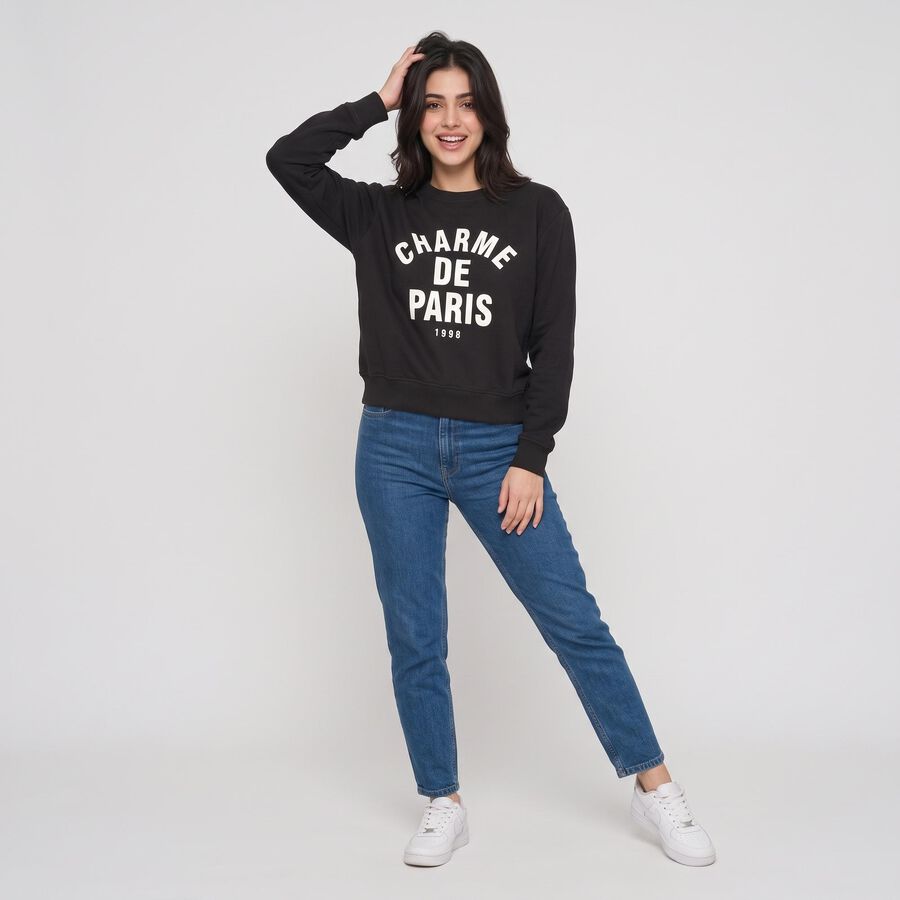 Women's Olive Crew Neck Graphic Print Sweatshirt, Olive, large