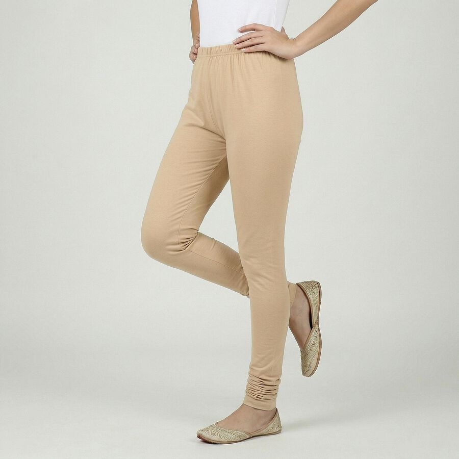 Women's Khaki Cotton Blend Comfortable Churidar, Khaki, large