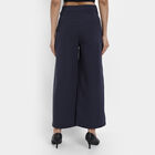 Solid Flared High Rise Trousers, Teal Blue, small image number null