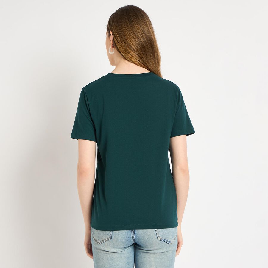 Ladies' Round Neck T-Shirt , गहरा हरा, large