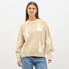Women's Soft Beige Crew Neck Casual Pullover, गहरा पीला, small image number null