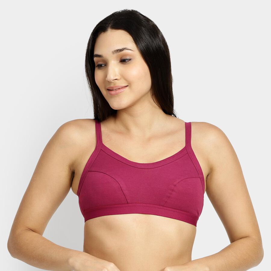 Ladies' Cotton Bra, Wine, large image number null