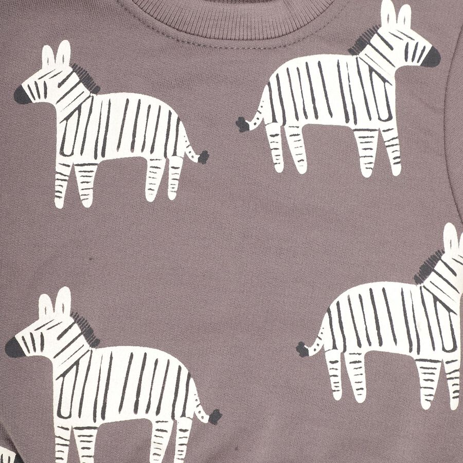 Infants Dusty Mauve Round Neck Regular Fit Sweatshirt, चारकोल, large image number null