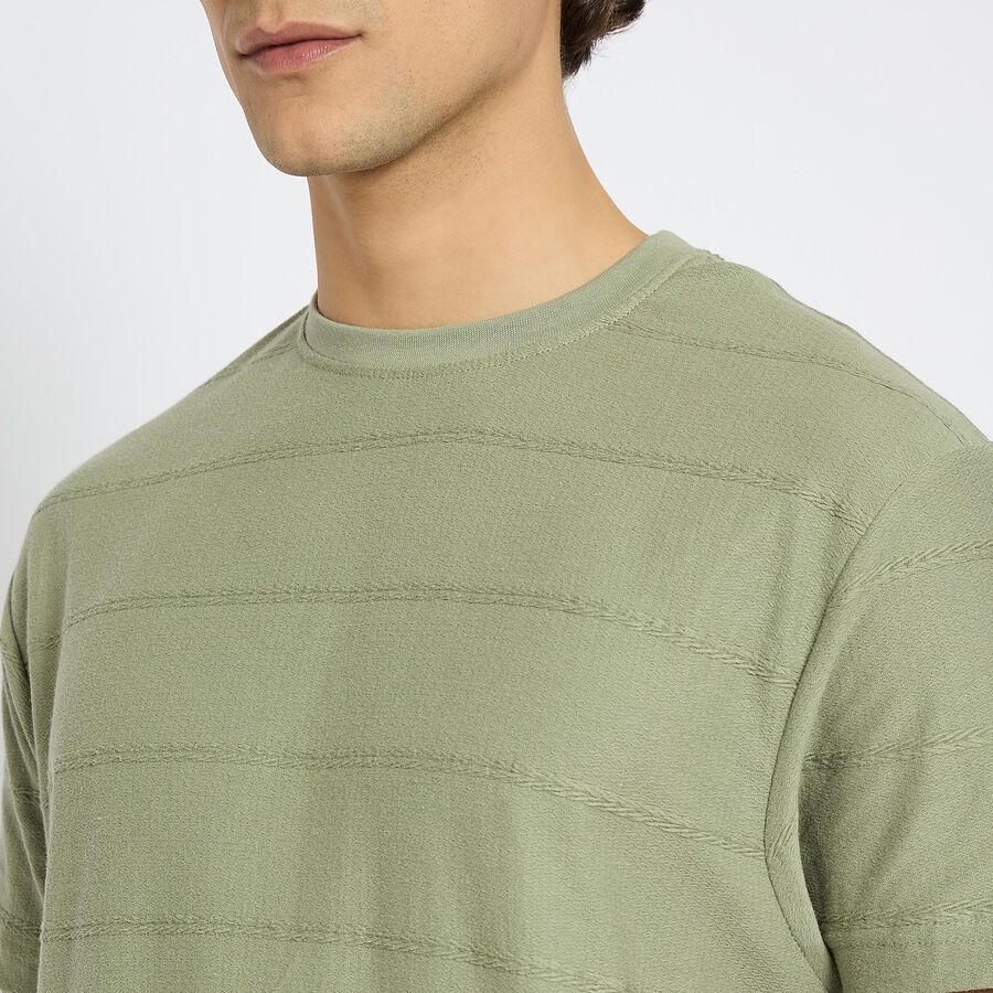 Men's 100% Cotton Round Neck Half Sleeves T-Shirt , हल्का हरा, large