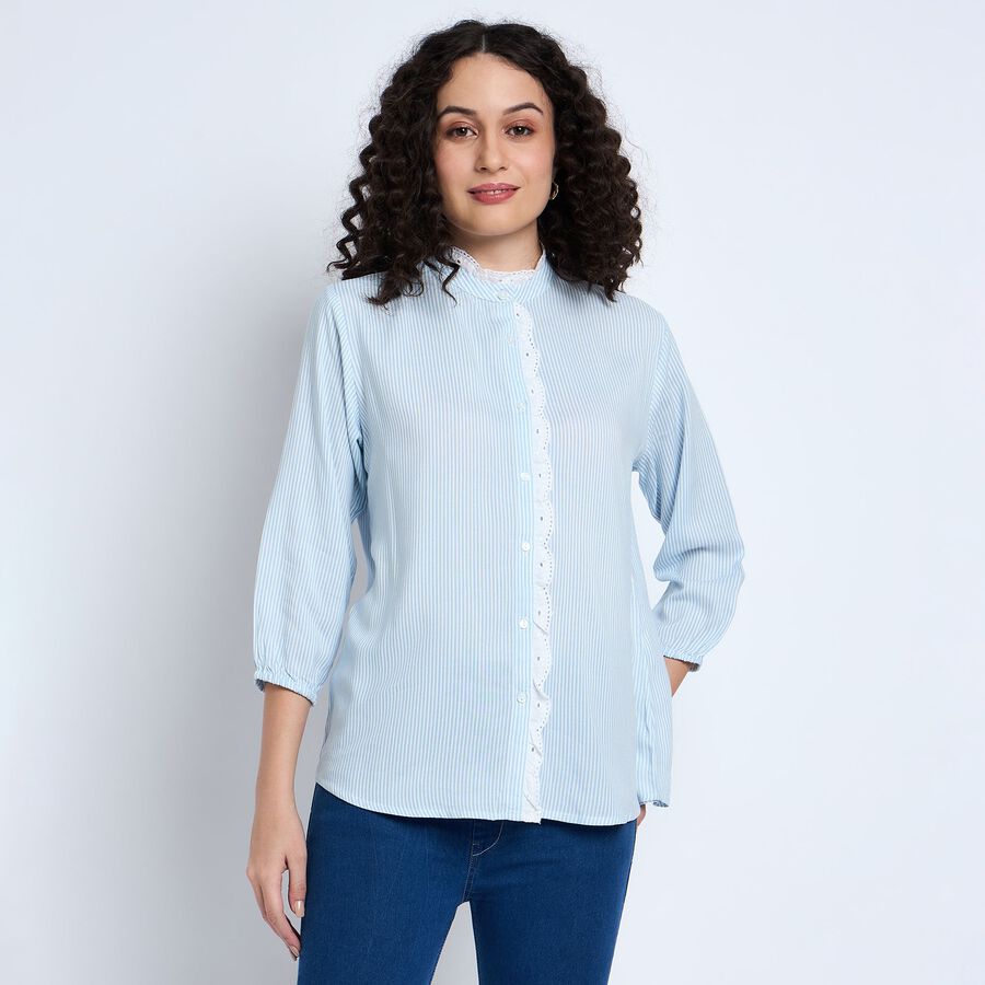 Ladies'  Stripes Shirt, Light Blue, large image number null