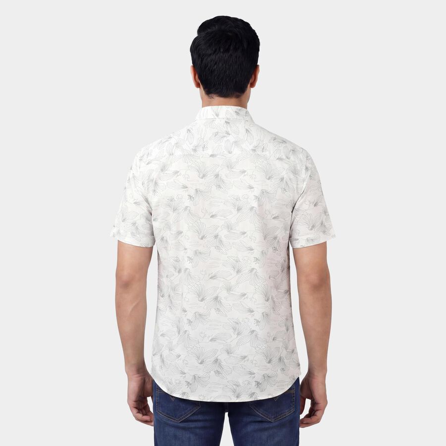 Men's Grey Cotton Casual Shirt, हल्का ग्रे, large
