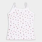 Girls Peach and White Cotton Round Neck Casual Vest, Peach, small image number null