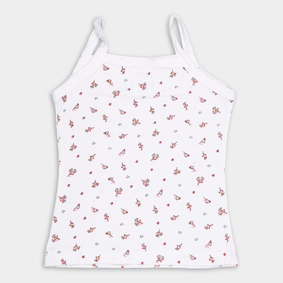 Girls Peach and White Cotton Round Neck Casual Vest, Peach, large image number null