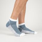 Men's Regular Fit Striped Pack of 3 Socks ( Black, White, Blue ), Mid Blue, small