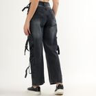 Women's Charcoal Black Cargo Fit High-Rise Jeans, काला, small image number null