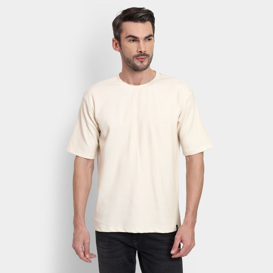 Men's Round Neck Half Sleeves T-Shirt , Off White, large image number null