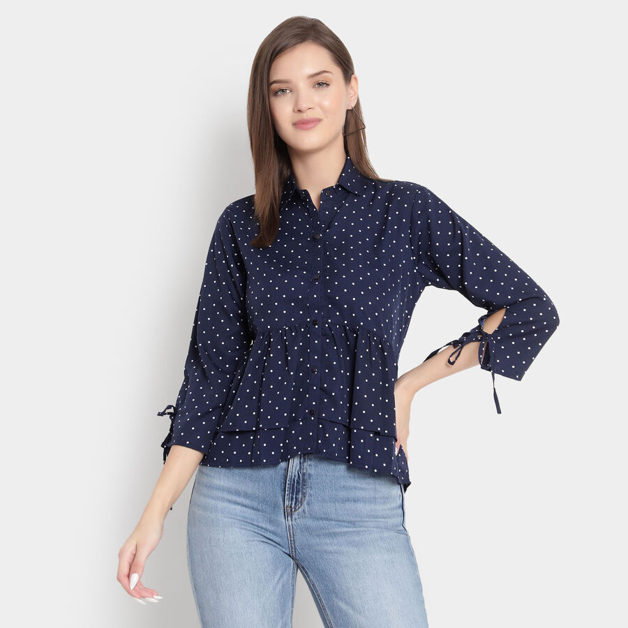 Printed Shirt, Navy Blue, large image number null