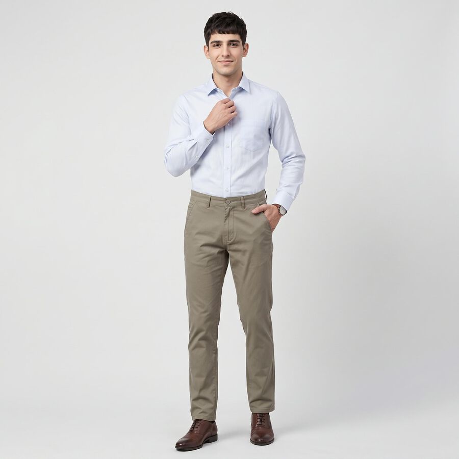 Men's Light Grey Slim Fit Chino Trousers, Light Grey, large