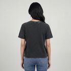 Women Black Round Neck Graphic T-Shirt, काला, small