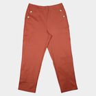Women's Pink Straight Fit Button Detail Trousers, गुलाबी, small