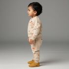 Infants Beige Printed Baba Suit, Beige, small image number null