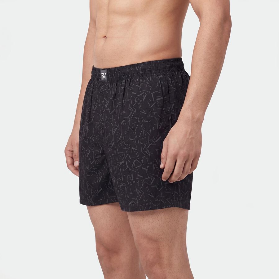 Men's Black Regular Fit Solid Boxers, काला, large