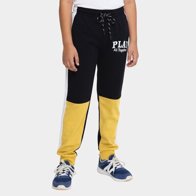 Boys' Black and Yellow Color-Blocked Cotton Blend Pyjama
