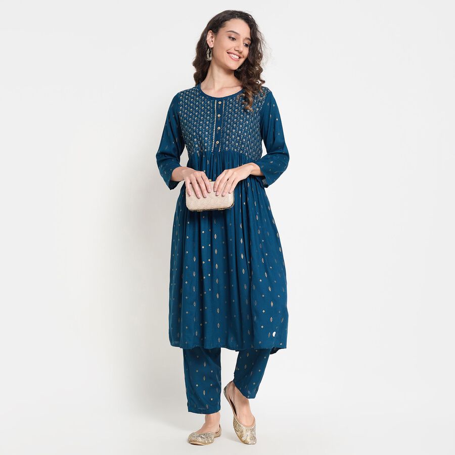 Ladies' Ethnic Set, Teal Blue, large image number null