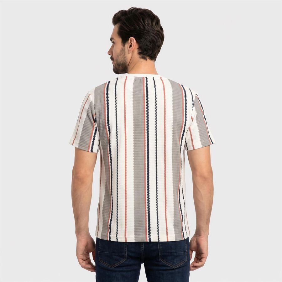 Men's White Round Neck Regular T-Shirt, White, large
