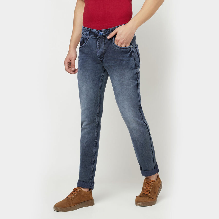 Overdyed 5 Pocket Skinny Jeans, Dark Blue, large image number null
