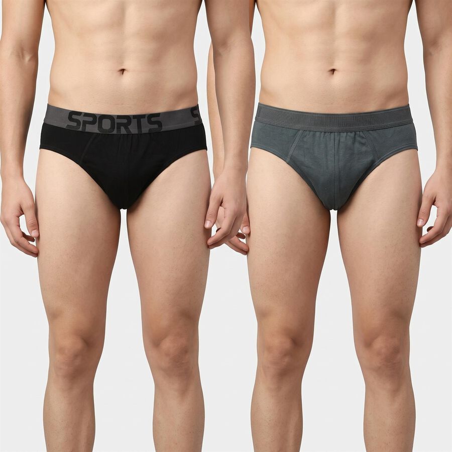 Men's Black Regular Fit Briefs, काला, large