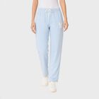 Ladies' Light Blue Straight Fit Bunny Print Track Pants, Light Blue, small