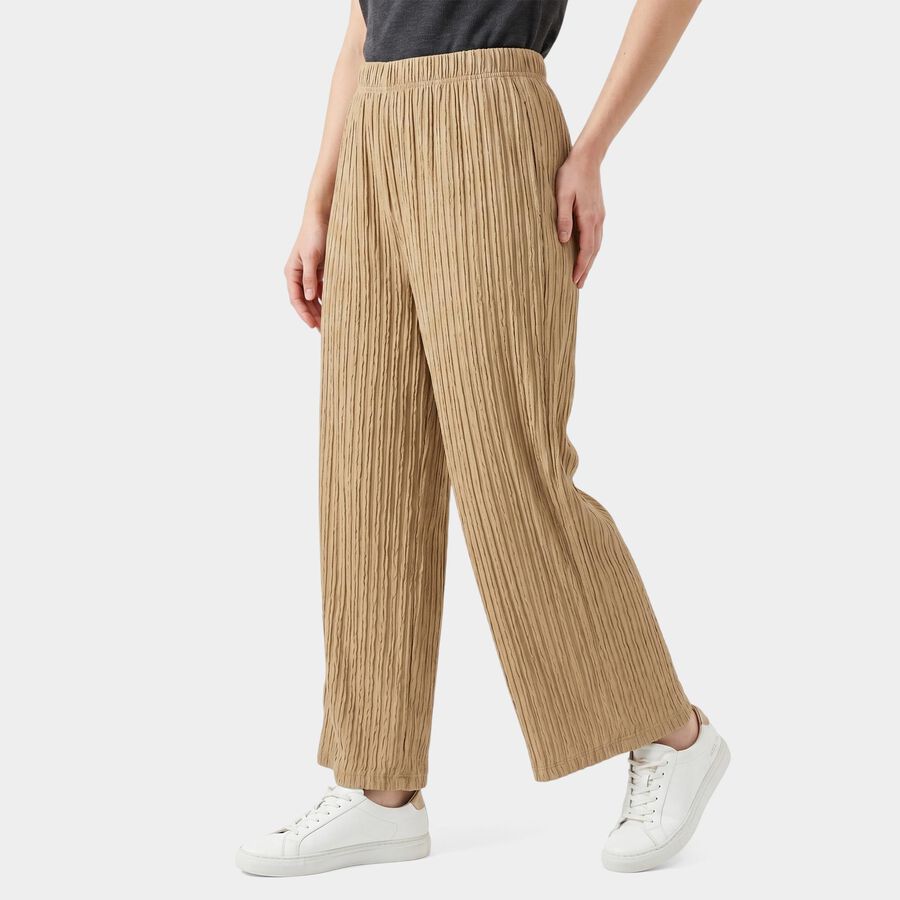 Ladies Beige Relaxed Fit Crinkle Textured Harem Pants, Beige, large