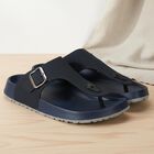 Men's Navy Blue Buckle Strap Thong Sandals, Navy Blue, small