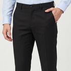 Men's Black Slim Fit Flat-Front Formal Trousers, Black, small