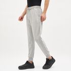 Men's Light Ash Grey Tapered Fit Elastic Waist Track Pants, Melange Mid Grey, small image number null