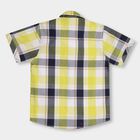 Boys' Bright Yellow Cotton Regular Collar Checked Shirt, Yellow, small image number null
