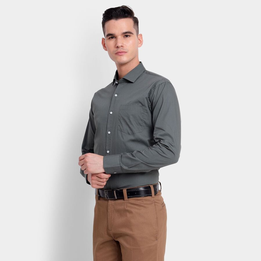 Men's 100% Cotton Formal Shirt, गहरा हरा, large image number null