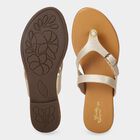 Women's Gold Buckle Strap Thong Sandals, गोल्डन, small
