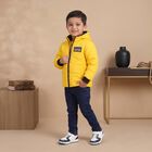 Boys Yellow Hooded Puffer Jacket, पीला, small