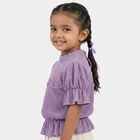 Girls Purple High Neck Romantic T-Shirt, लाइलेक, small