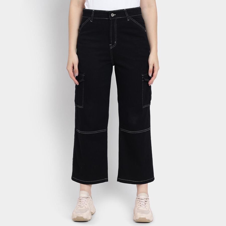 Ladies' 100% Cotton Jeans , Black, large image number null