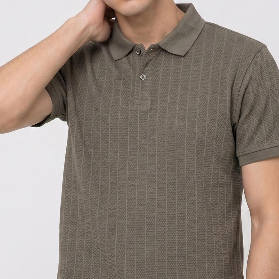 Men Olive Green Polo Neck Polo T-Shirt, Olive, large