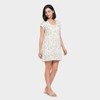 Women's White Round Neck A-Line Nighty, White, small